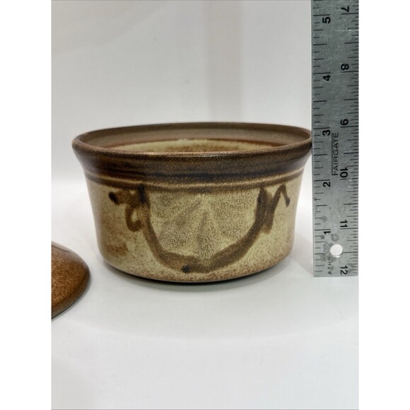 Brown Earthtones Covered Pottery Dish 3" deep by Reynolds Trinket Vanity Bedside - Picture 8 of 8